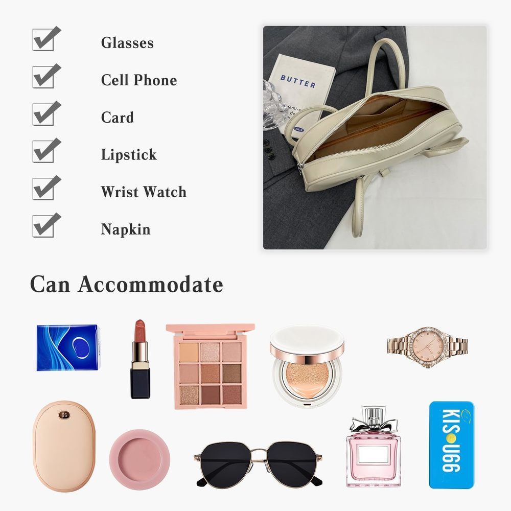Small Pu Leather Handbag - Waterproof Top Handle Shoulder Bag, :[ - Picture 5 of 8